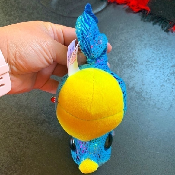Ty Beanie Boos Blue Green and Yellow Sea Creature Neptune Plush Toy Fluffy - Picture 6 of 8